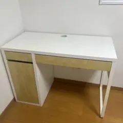 ホワイト×木目調 学習デスク 収納付きIKEA ※直接取り引きのみ対応⚠️配送不可のサムネイル