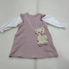 メゾピアノ クマポシェット風 袖切替カットワンピース　90