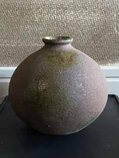 信楽焼　一輪挿し　花器　古道具　緑釉薬　花瓶　フラワーベース