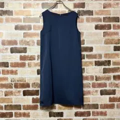 【nano universe】ボートネック無地ノースリーブワンピース