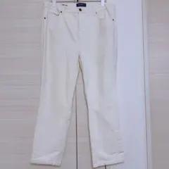 タルボット ストレートパンツ 3L ホワイト　コーデュロイ　ハイウエストのサムネイル