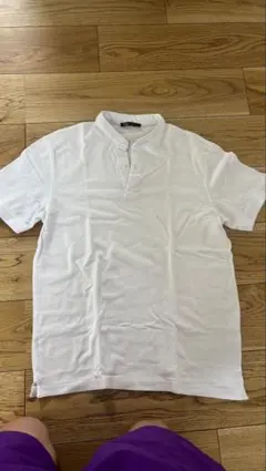 ZARA ホワイト ポロシャツ Mサイズ　スタンドカラー