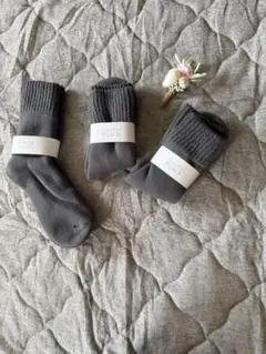 新品 靴下 3足セット 厚手 グレー 22-25cm レディース ソックス