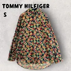 Tommy トミーヒルフィガー 総柄 長袖BDシャツ レトロ S y2k