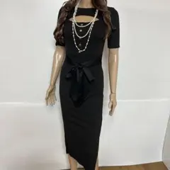 vidarose 春 大人気ブラックロングワンピース　マキシワンピース