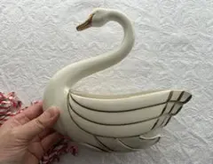 【極美品】北欧ヴィンテージ Gefle スワンボウル 白鳥 金彩 スウェーデン製