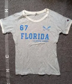 Champion　チャンピオン　ロゴ半袖Tシャツ　リンガーTシャツ　グレー　古着