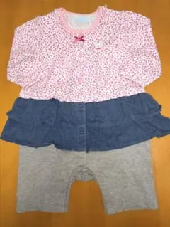 ミキハウス70小さいお花カバーオールロンパース