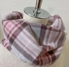 お得❤️チェック❤️ピンク　フリース　　スヌード　マフラー　防寒