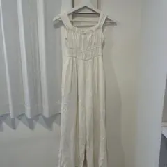 ホワイトキャミソールロングワンピース