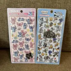 【新品】　ルーニー・テューンズ　スティッチ　ボンボンドロップシール　2点セット