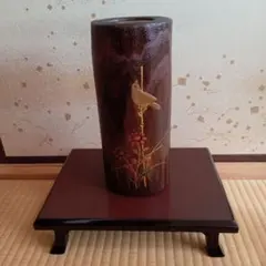 「新品未使用」木製　鳥・花装飾花器