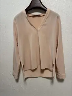 ZARA BASIC COLLECTION ベージュ Vネック 長袖シャツ