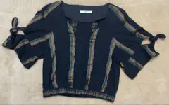 【美品人気　SLY ストライプ柄 半袖ブラウス　size2 M相当】