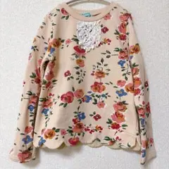 美品120 ハッカキッズ♡花柄 トレーナー 110 スカラップ