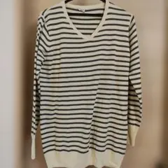 zootie ボーダー Vネックニット 長袖 LL
