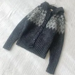 キャレイグ ドン　アイルランド製　フェアアイル柄　カーディガン　フード