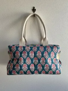 A’z factory ブロックプリントのボストンスクエアバッグ