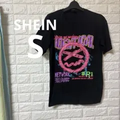 SHEIN ブラック グラフィック　半袖　Tシャツ　【S】　ミュージシャン