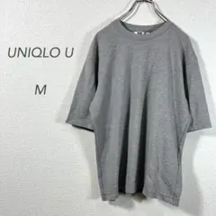 ユニクロU/エアリズムTシャツ/M/グレー/ボーダー/速乾/カジュアル