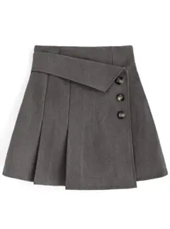 GRL インパン裏地付きアシンメトリーミニスカート[tu725] チャコール M