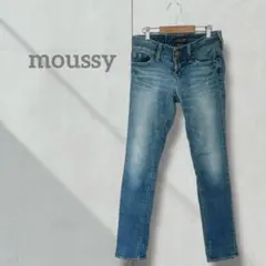 【マウジー】ローライズ ジーンズ スキニー ダメージ加工 レディース 青系