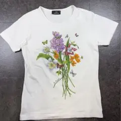 JIM THOMPSON 花柄Tシャツ レディースM 白 蝶 ボタニカル 古着のサムネイル