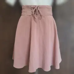 イング ピンク フレアスカート レースアップウエスト Mサイズ
