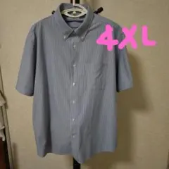 【値下げ】青と白のストライプ 半袖ワイシャツ【数回着用】ボタンダウン