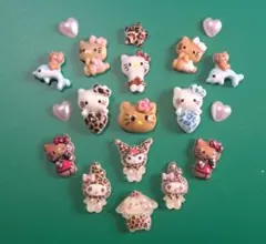 ※ネイルパーツ キティ マイメロ クロミ ヒョウ柄ハート セット B-91