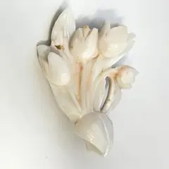 アンティーク　紅珊瑚　チューリップ　ブローチ