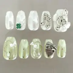 ネイルチップ ウィッシュコア 平成女児 y2k クローバー 音符 ドット リボン