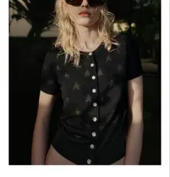 ザラ　ZARA スターポイントニットカーディガン　ブラックのサムネイル