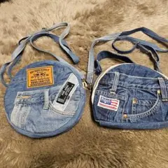 ハンドメイド デニムショルダーバッグ2点セット