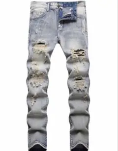 新品28 GUAPI ホワイト デニム フレア スキニー カーゴ 新品28 GUAPI ホワイト デニム フレア スキニー カーゴ