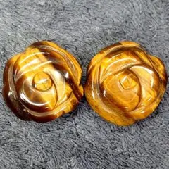 B354　イエロータイガーアイ　薔薇カット（貫通穴）約18ミリ