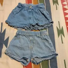 デニムショートパンツ 2枚セット 100