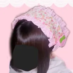 いちご ヘッドドレス ピンク 小花柄 ハンドメイド ロリータ