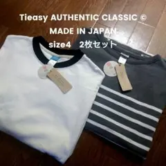 未使用■日本製■ Tieasy© 天竺素材リンガーシャツ＆ボーダー2枚セット 4