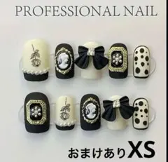 まとめ買いお得‼️ ネイルチップ XS 10P 黒 白 リボン 薔薇 3D ⑪