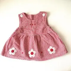 ベビー服 ワンピース ギンガムチェック 花柄のサムネイル