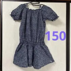 チェック柄　チュニック　シャツ　G GIRL 150 女の子　フリル　肩紐