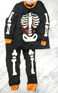 骨が光る 蓄光 グロウインザダーク キッズ コスチューム 上下セット ハロウィン
