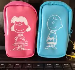 スヌーピーキャラクターポーチ 2個セット ピンク ブルー