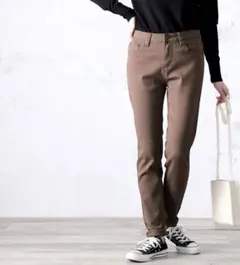 スーパーストレッチスキニー無地レギュラーデニム&チノパンツ(フルレングス)