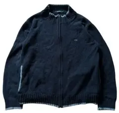 BURBERRY BLACK LABEL ジップニット ワンポイントロゴ