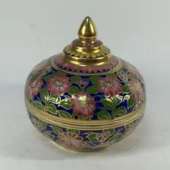 希少 中国伝統工芸 七宝焼 景泰藍 小物入れ 牡丹 紋様 華やか 六角形