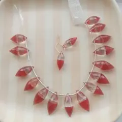 天然石　レッドオニキス×クリスタル　タブレット　ファセットデュードロップ