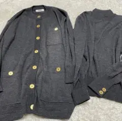 極美品アンサンブル　シルク・カシミヤ混　ロングカーディガン　Lサイズ
