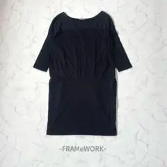 FRAMeWORK/ワンピース/黒/レース切替/綺麗め/上品/5分袖のサムネイル